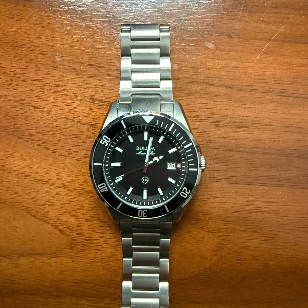 Bulova Silver and Black Men's Watch